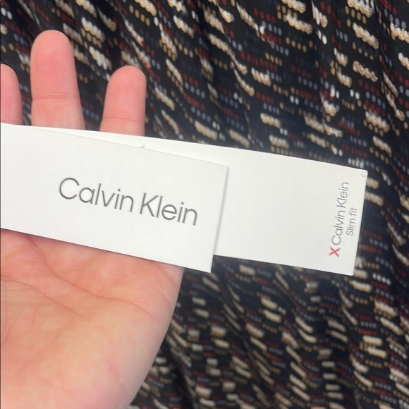 Calvin Klein Black Patterned Tunic Top size 14 slim fit - Picture 2 of 5